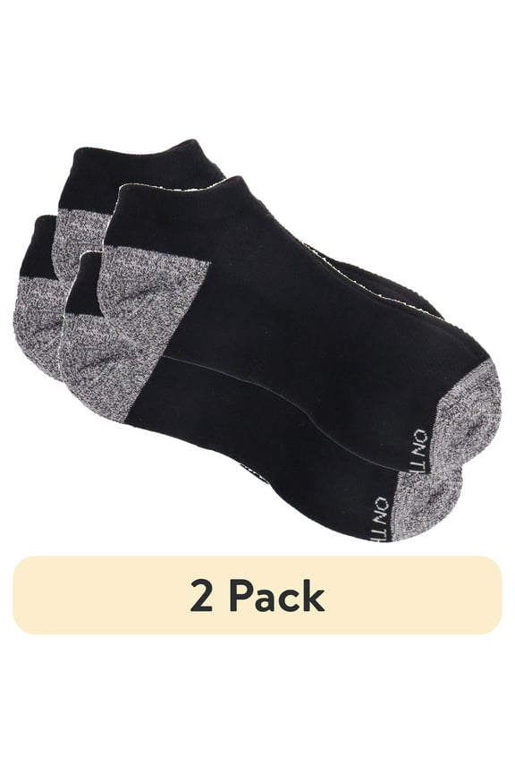 (2 pack) On the Go Women's Low Cut Socks (Black Grey Knitted Heel Toe, 2 Pair)
