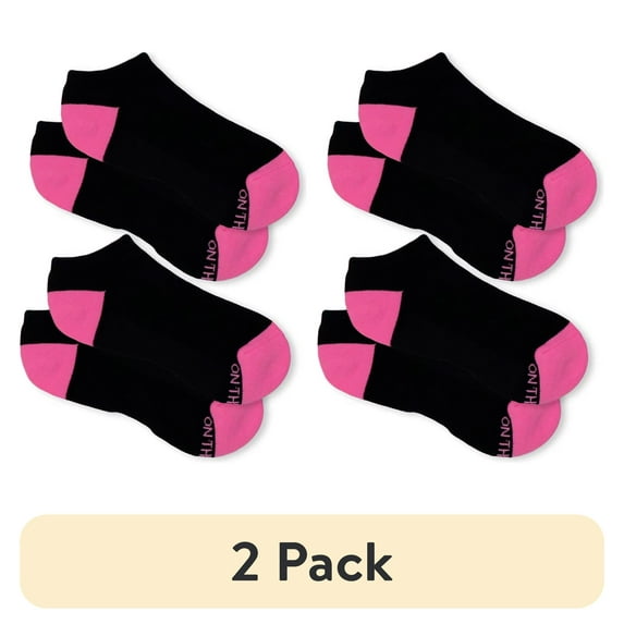 (2 pack) On the Go Women's Low Cut Socks (Black Pink Heel Toe, 2 Pair)
