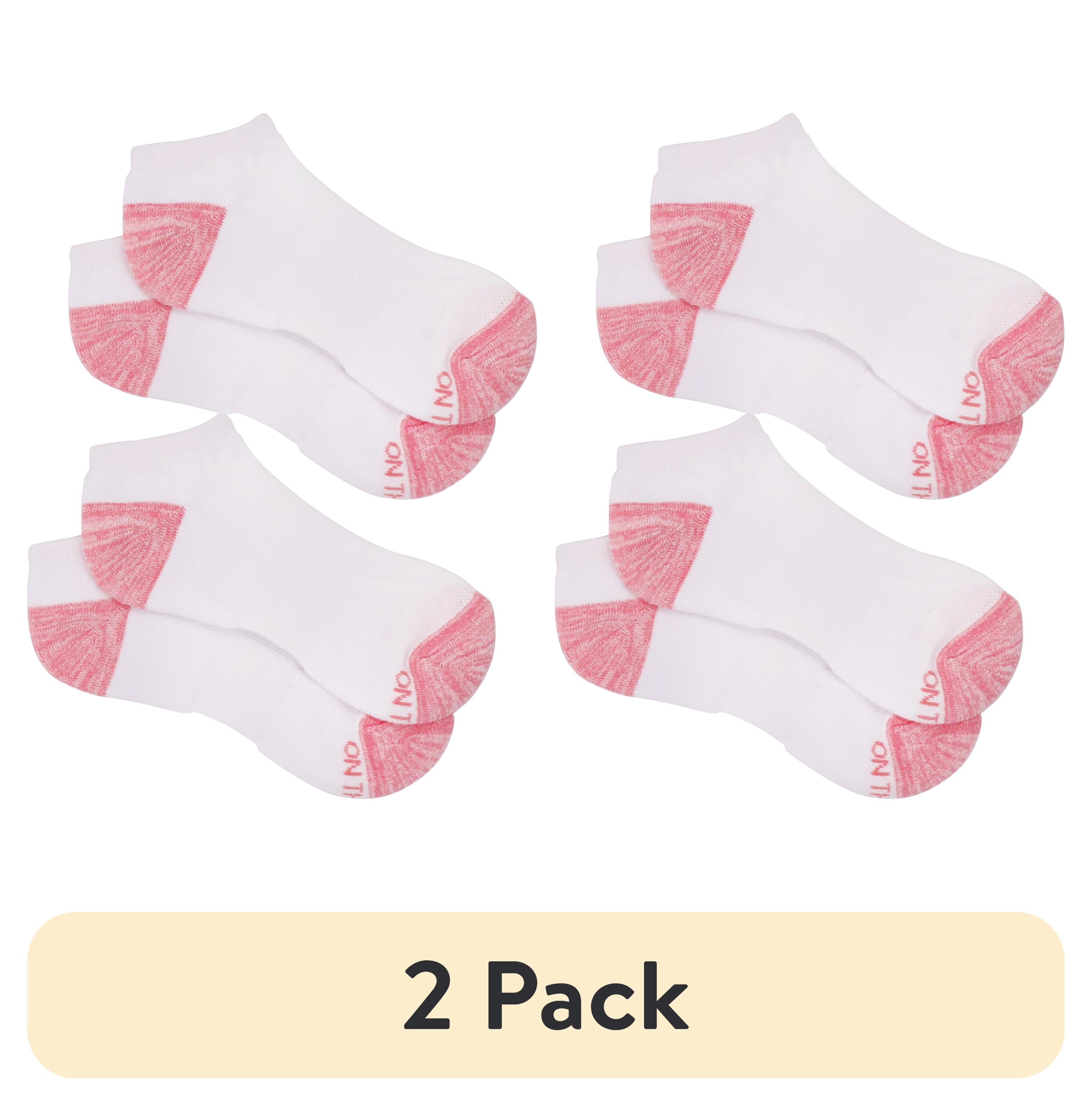 (2 pack) On the Go Women's Low Cut Socks (White Light Pink Fizz Heel Toe, 2 Pair)
