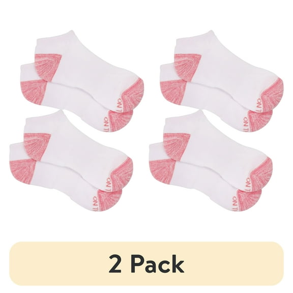 On the Go Women's Low Cut Socks (White Light Pink Fizz Heel Toe, 2 Pair)