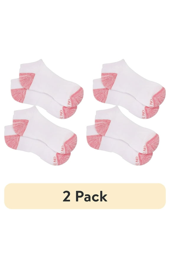 (2 pack) On the Go Women's Low Cut Socks (White Light Pink Fizz Heel Toe, 2 Pair)