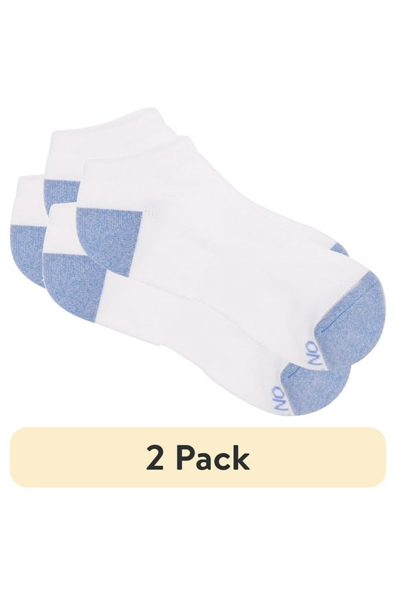 (2 pack) On the Go Women's Performance Socks (White Light Blue Knitted Heel Toe, 2 Pair)