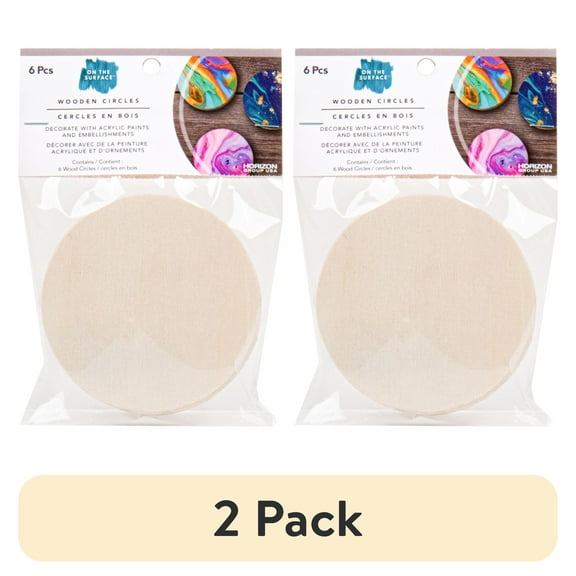 (2 pack) On the Surface Wooden Circles, 6-Pack Wood Circle Shapes