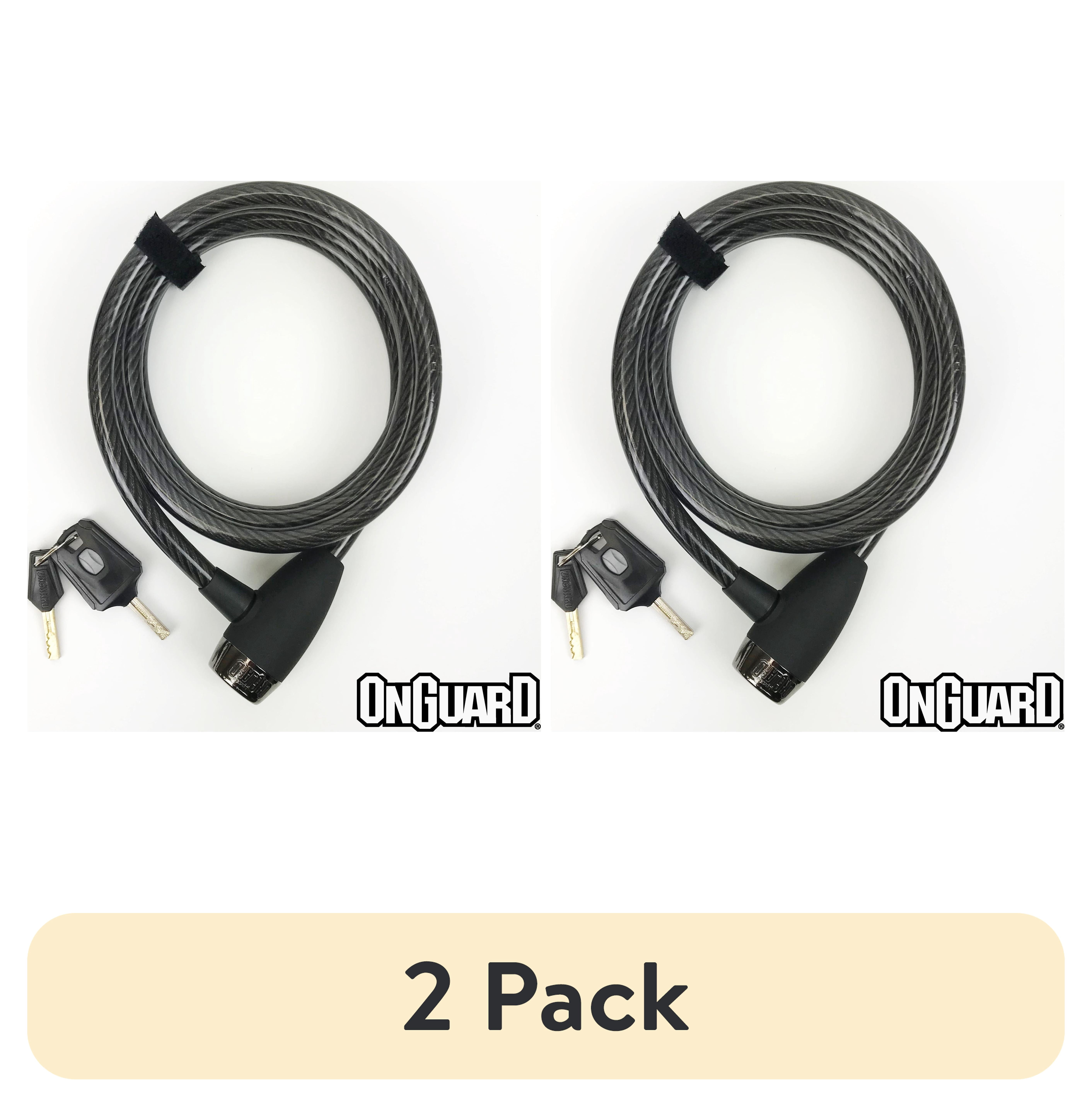 (2 pack) OnGuard 6-Foot Straight Hardened Security Steel Cable Key Bike Lock