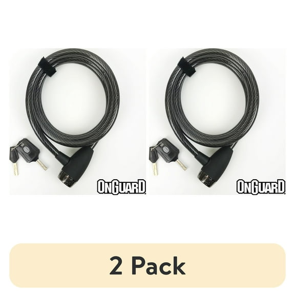 (2 pack) OnGuard 6-Foot Straight Hardened Security Steel Cable Key Bike Lock