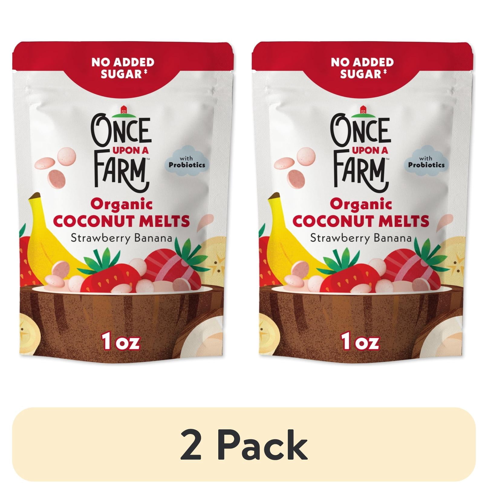 (2 pack) Once Upon a Farm Organic Coconut Melts, Strawberry Banana, 1oz Bag