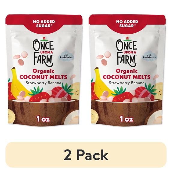 (2 pack) Once Upon a Farm Organic Coconut Melts, Strawberry Banana, 1oz Bag