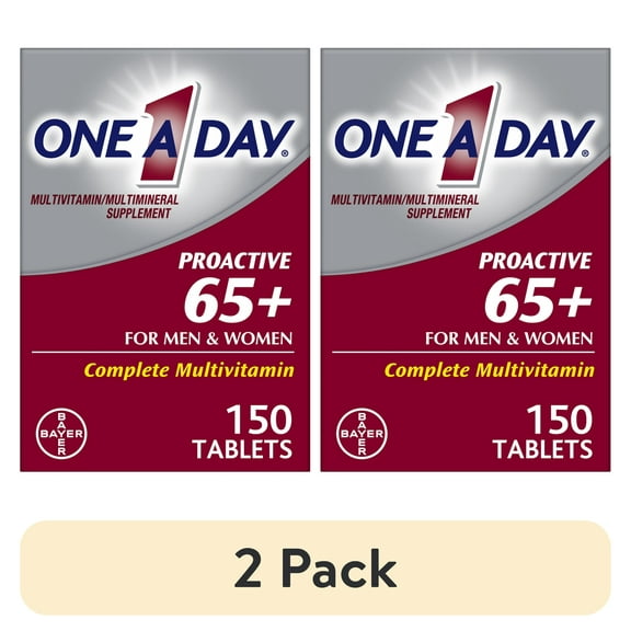 (2 pack) One A Day Proactive 65+ Multivitamin Tablets for Men and Women, 150ct
