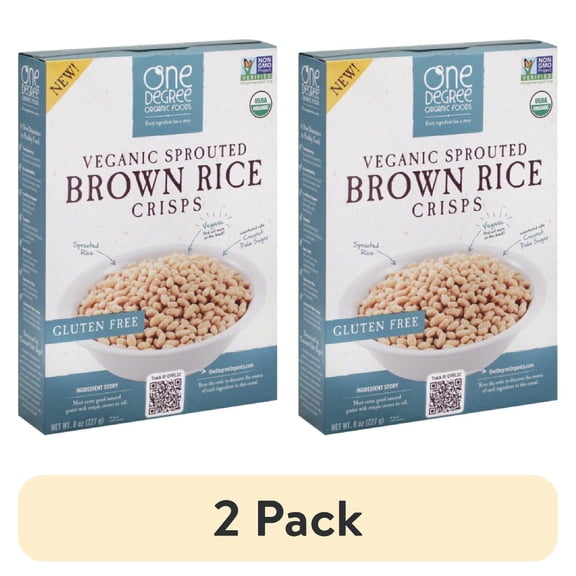 (2 pack) One Degree Organic Foods Sprouted Brown Rice Crisps Cereal, 8 Oz