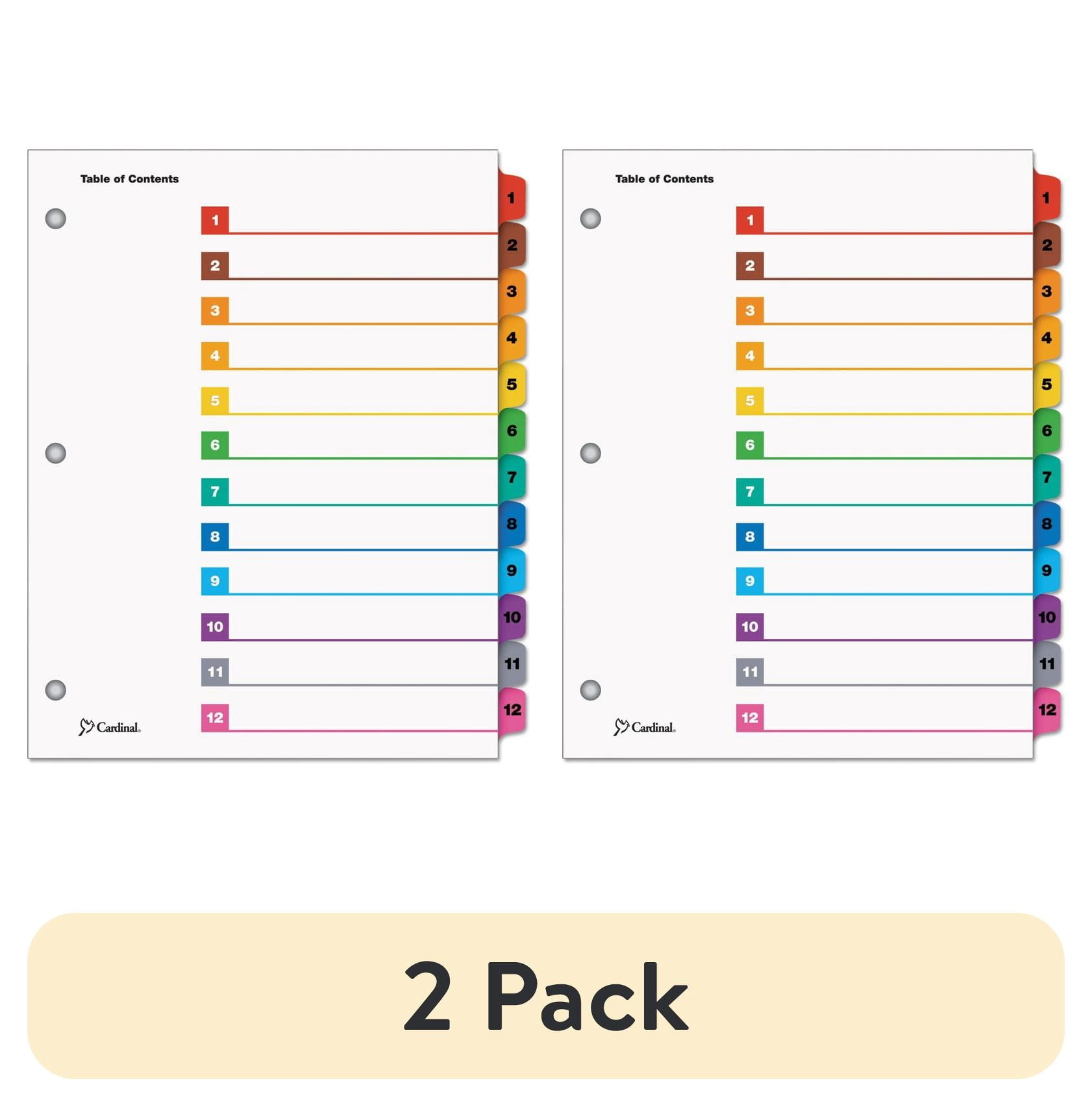 (2 pack) 11 x 8.5 OneStep Printable Table of Contents and 1 to 12 ...