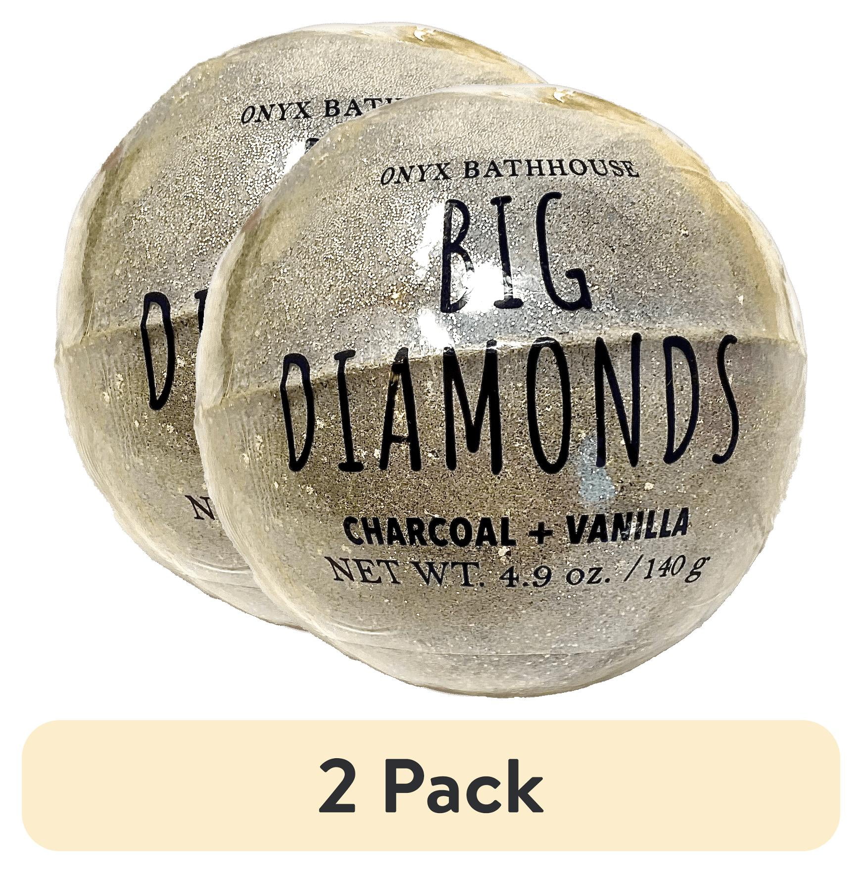 (2 pack) Onyx Bathhouse Big Diamonds Charcoal & Vanilla Bath Bomb, 4.9 Oz.