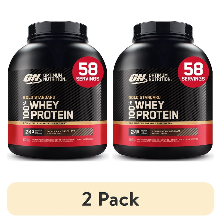 2 pack) Optimum Nutrition Gold Standard 100% Whey Protein Powder 