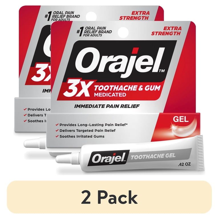2 pack) Orajel 3X Medicated Toothache & Gum Pain Gel, Oral Pain