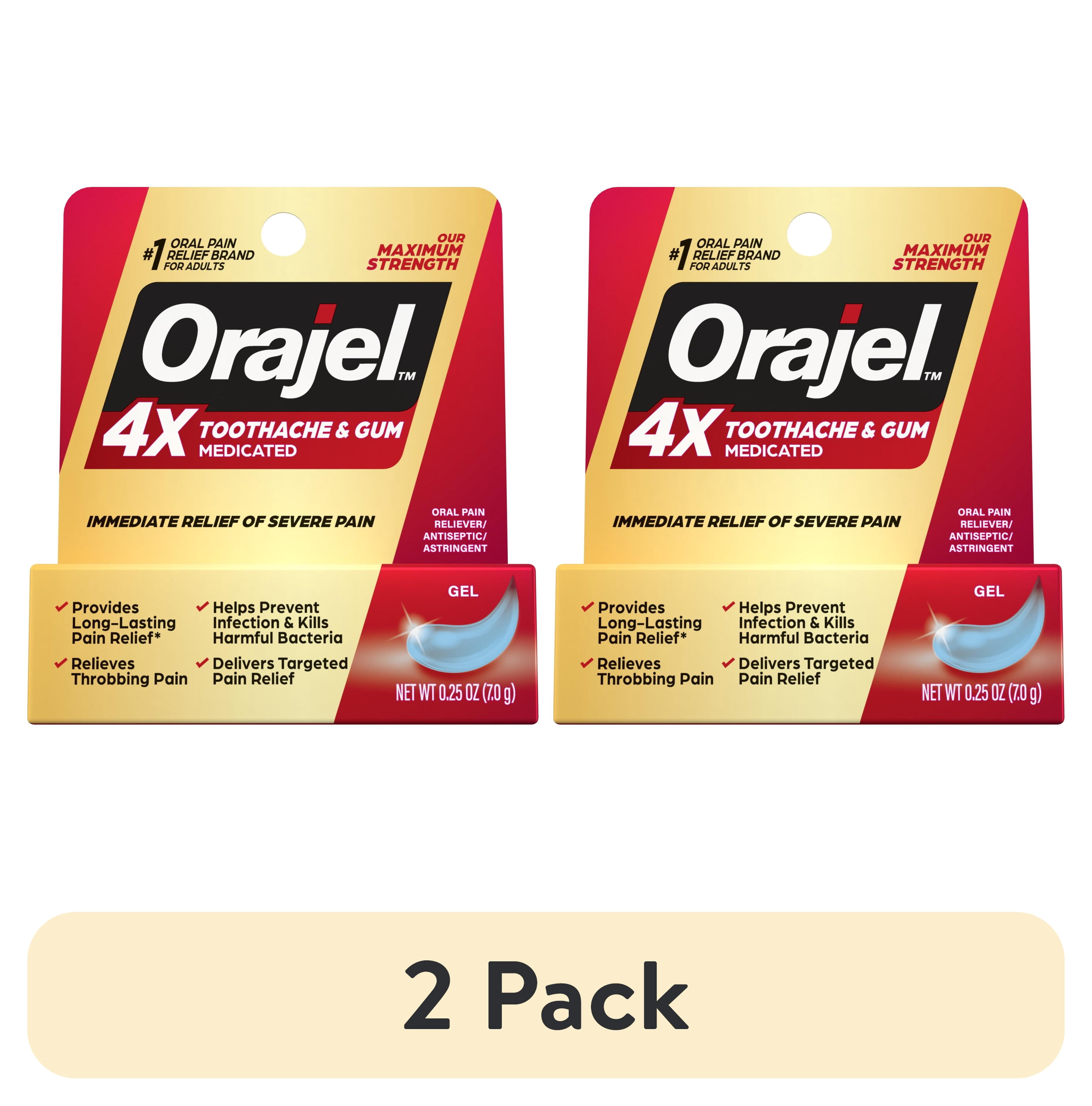 2 pack) Orajel 4X Medicated Oral Pain Gel for Toothache & Gum Pain