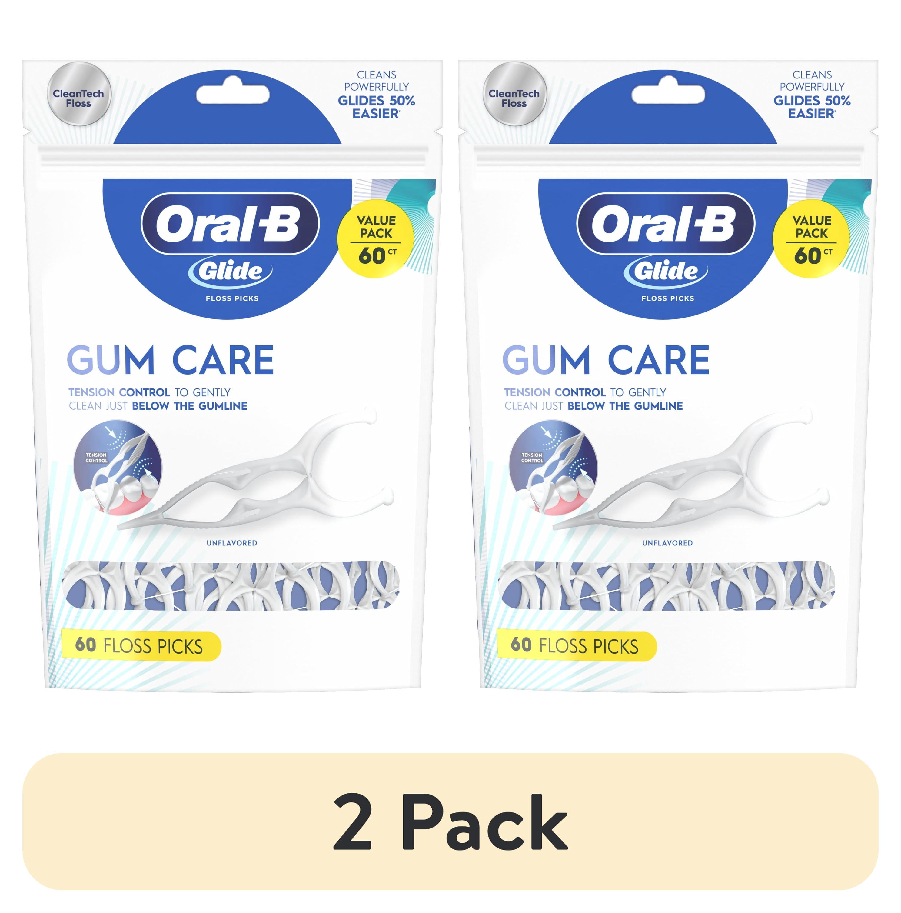 (120 pack) Oral-B Floss, Glide Gum Care Dental Floss Picks, Good for Back Teeth, 60 Picks