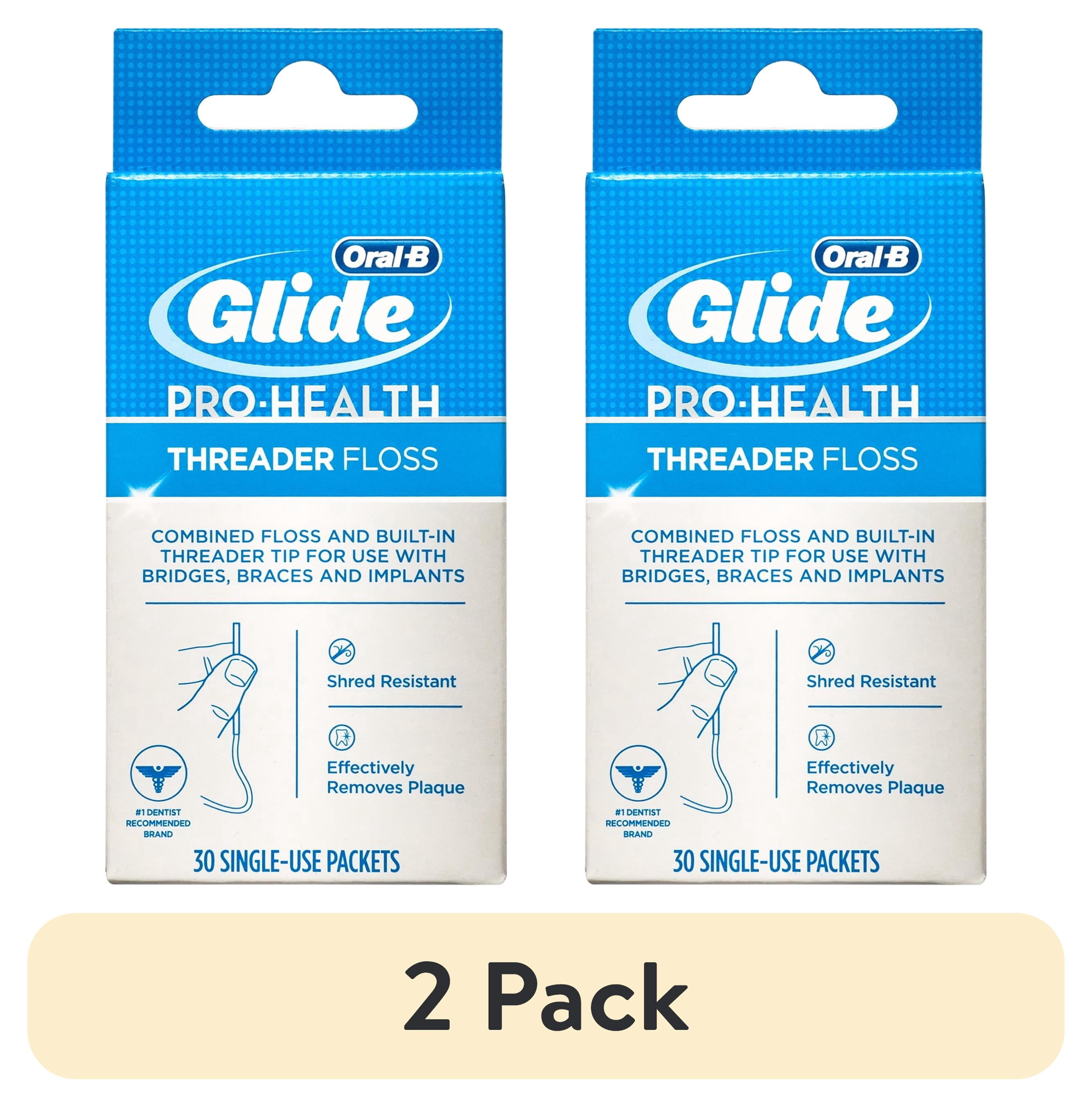 (2 pack) Oral-B Floss, Glide Pro-Health Dental Floss Threader for Braces and Dental Work, 30 Count