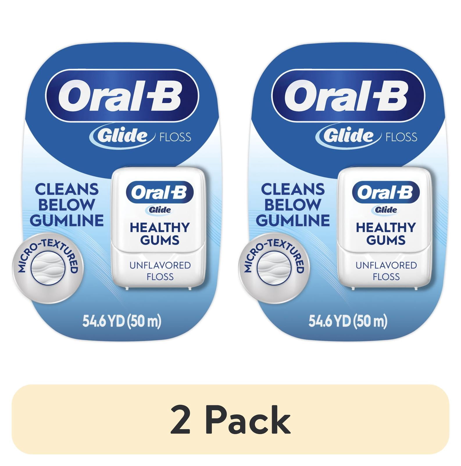 (2 pack) Oral-B Floss, Glide Healthy Gums Unflavored Dental Floss, Smooth, Strong, Shred Resistant 50m