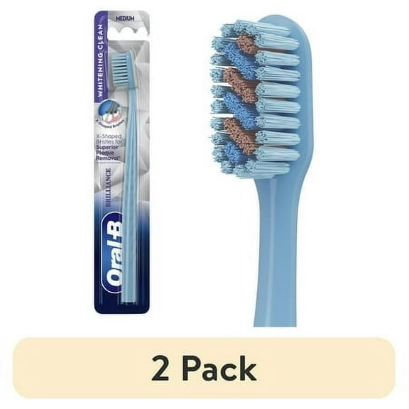 (2 pack) Oral-B Toothbrush, 3D White Brilliance Manual Toothbrush, Medium Bristles, 1 Count
