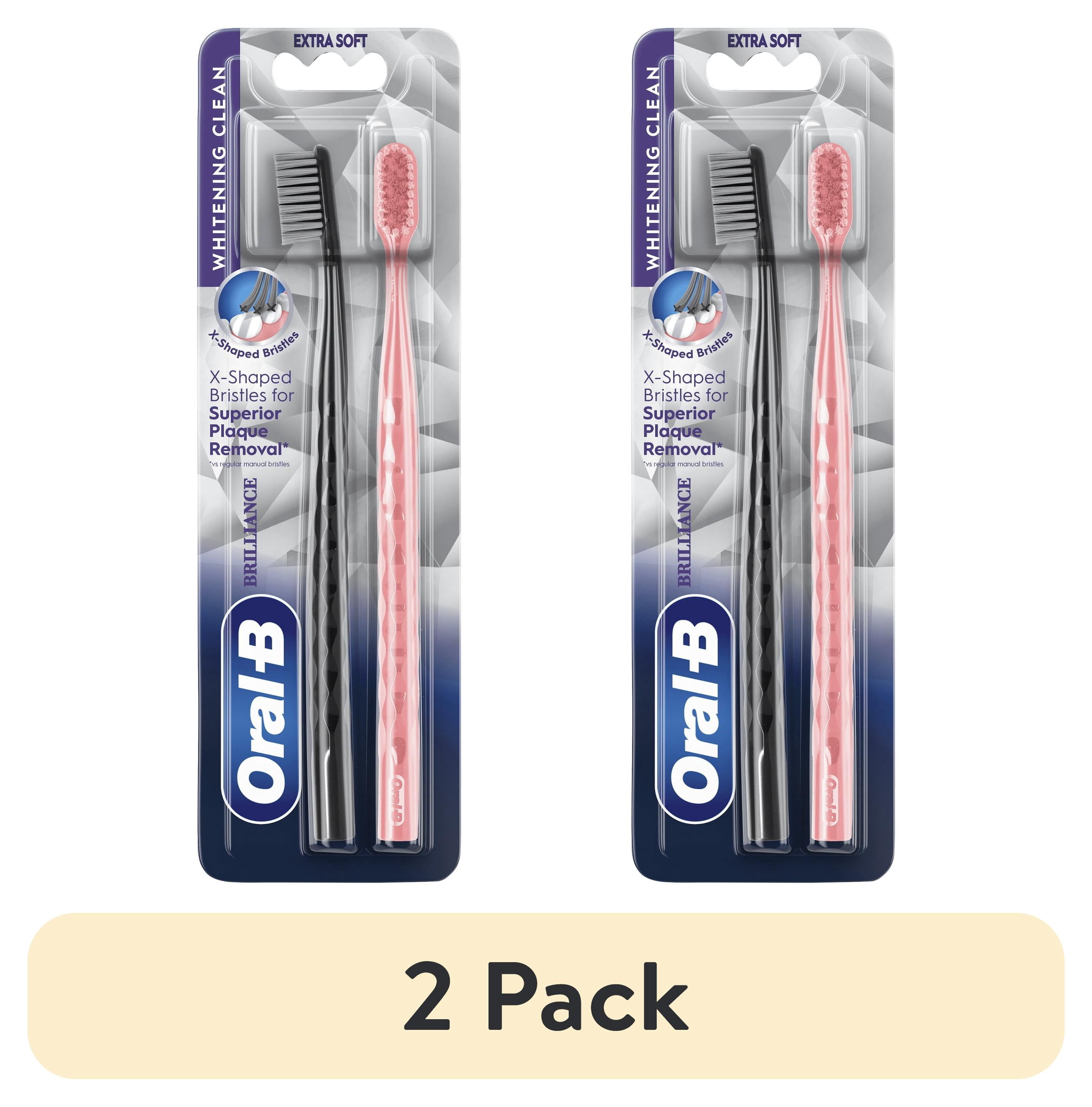 (2 pack) Oral-B Toothbrush Pro Whitening Brilliance, Extra Soft, Black and Coral, 2 Count