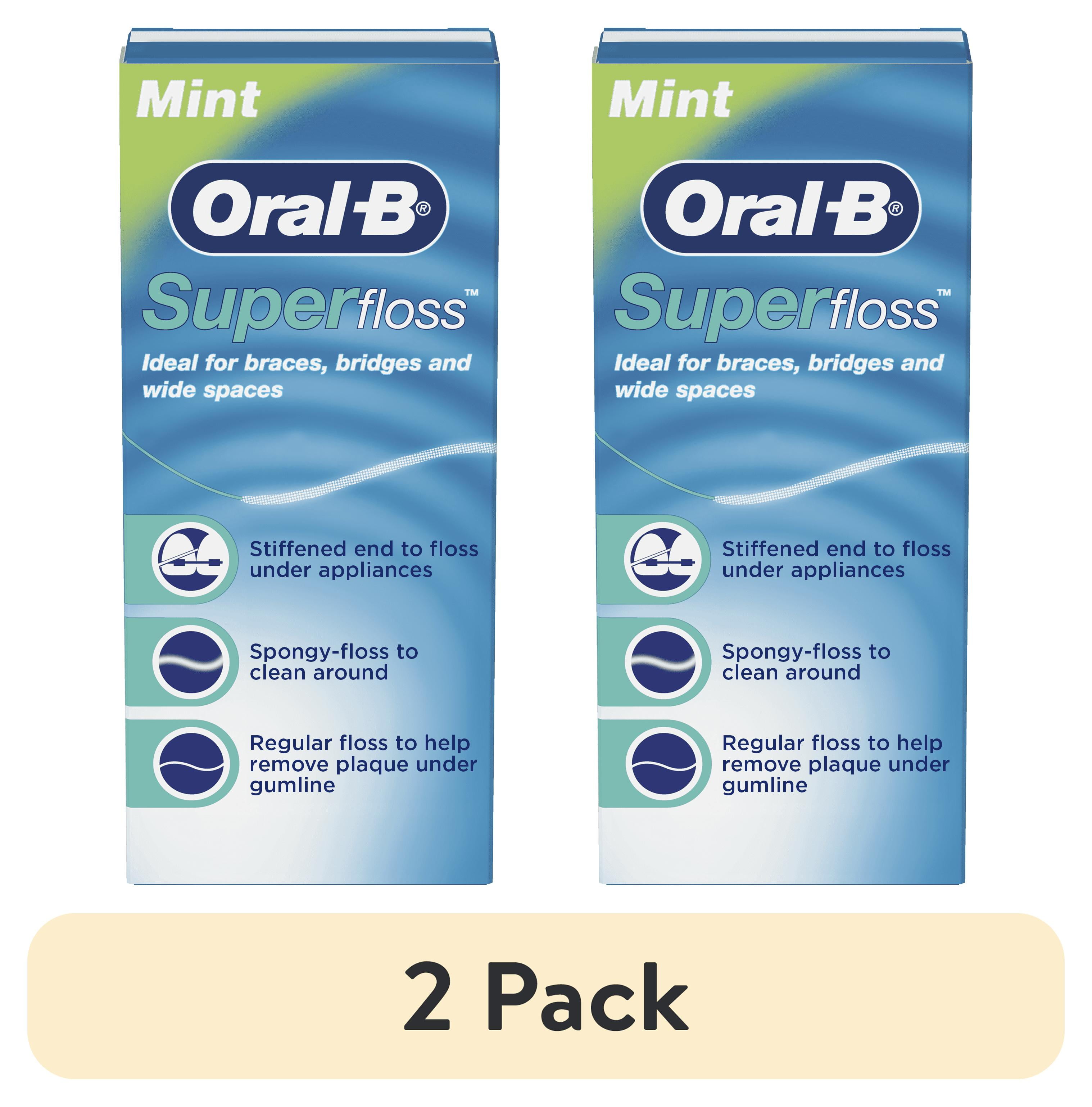 pack) Oral-B Super Floss Pre-Cut Strands Dental Floss, Mint, 50