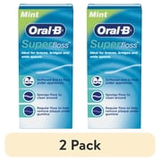 2 pack Oral-B Floss, Super Floss Pre-Cut Strands Dental Floss, Mint, 50 Count