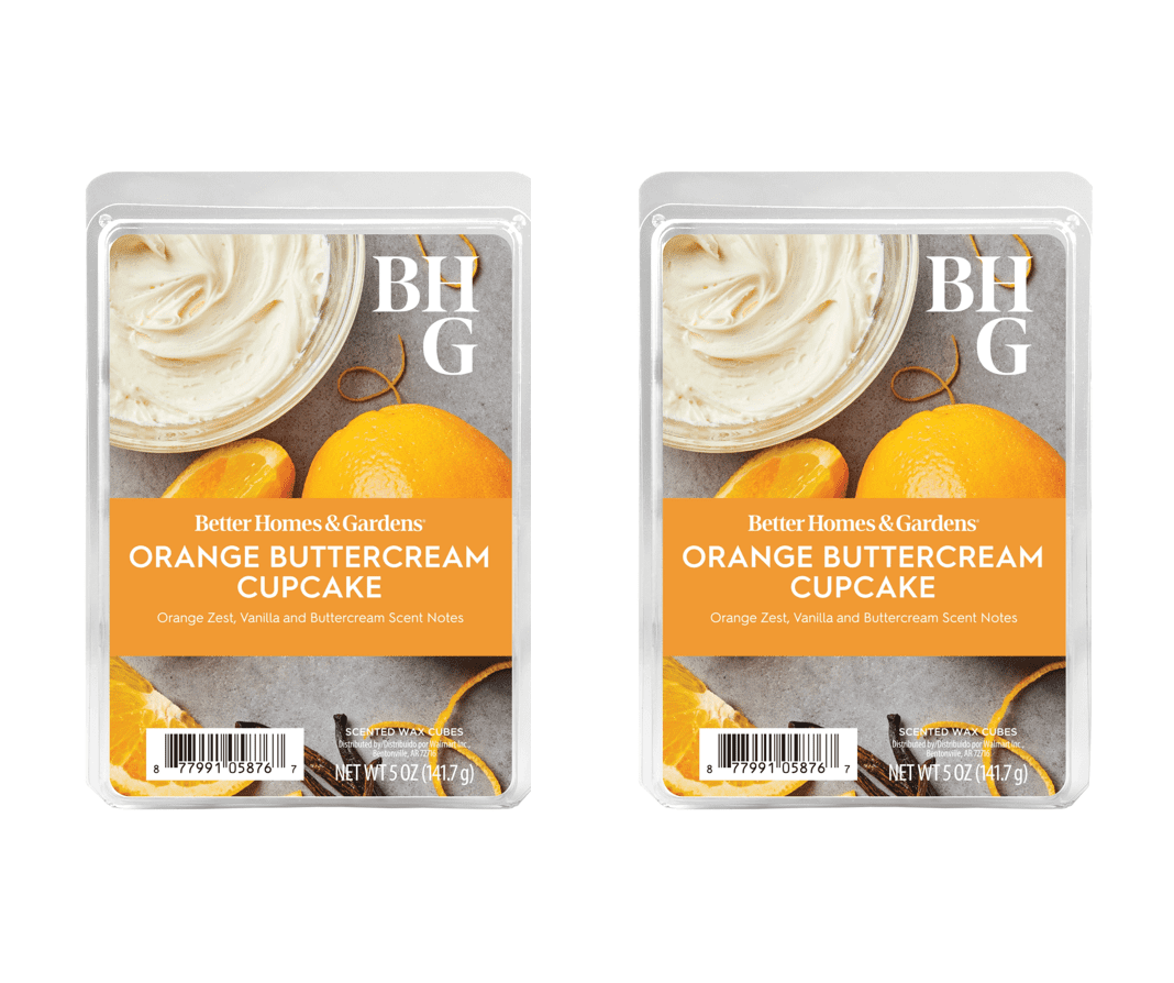 (2 pack) Orange Buttercream Cupcake Scented Wax Melts, Better Homes & Gardens, 5 oz (Value Size)