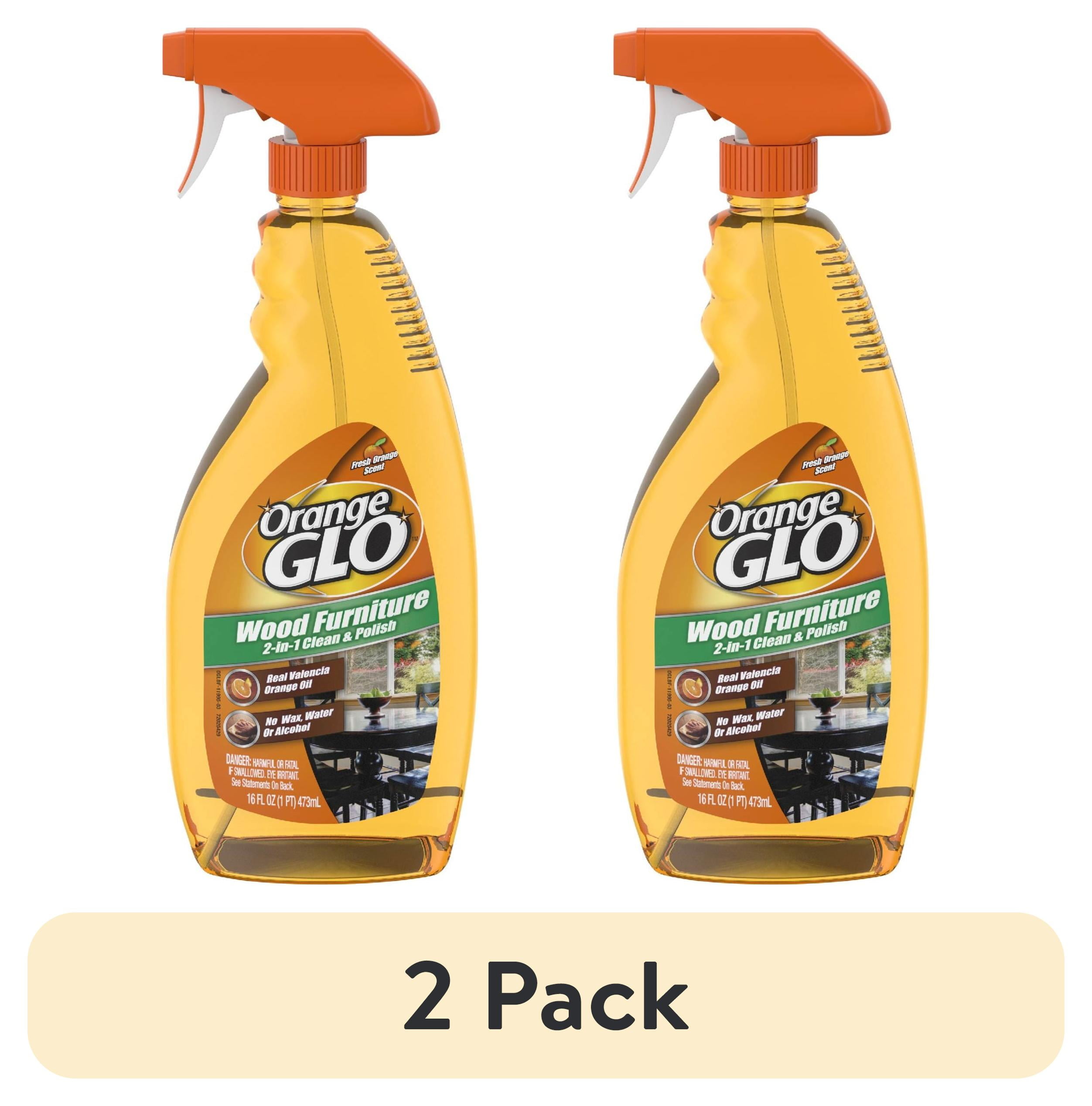 (2 pack) Orange Glo Wood Furniture 2-in-1 Clean & Polish Spray, 16 oz.