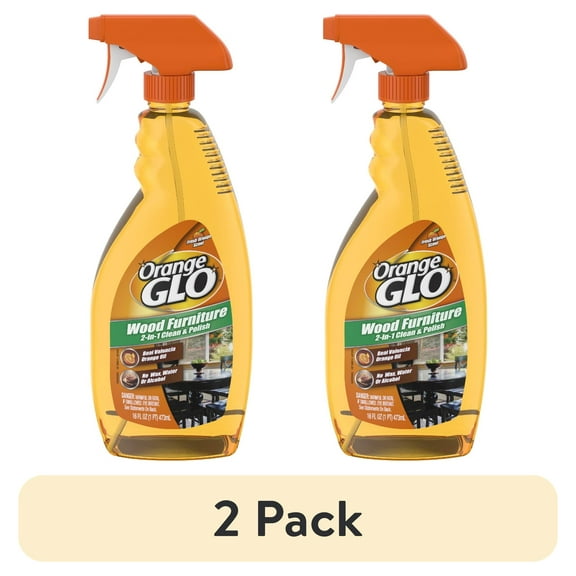 (2 pack) Orange Glo Wood Furniture 2-in-1 Clean & Polish Spray, 16 oz.