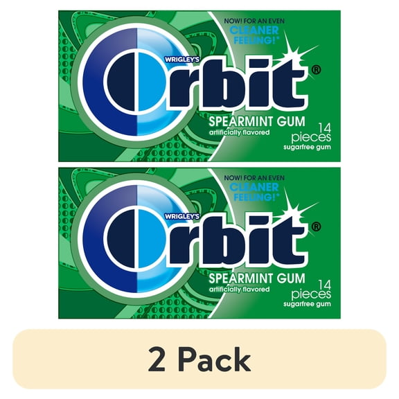 (2 pack) Orbit Gum Spearmint Sugar Free Chewing Gum, Single Pack - 14 Piece