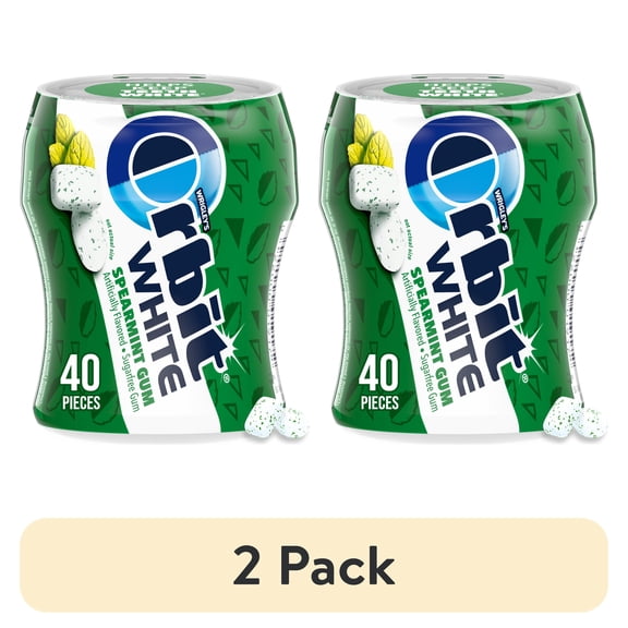(2 pack) Orbit White Spearmint Sugar Free Chewing Gum - 40 Piece Bottle