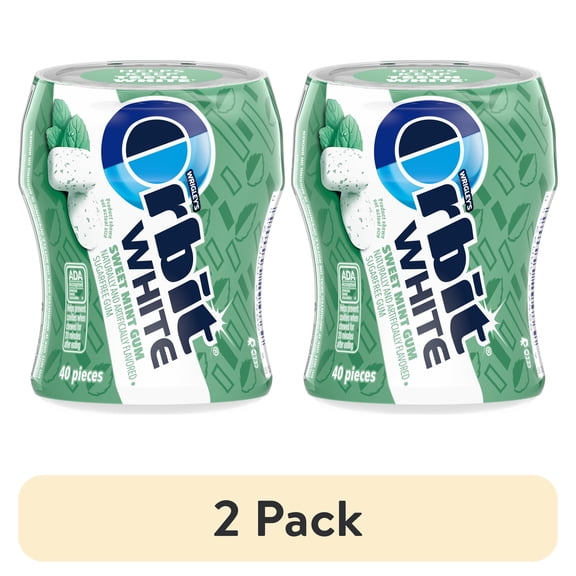 (2 pack) Orbit White Sweet Mint Sugar Free Chewing Gum - 40 Pieces Bottle