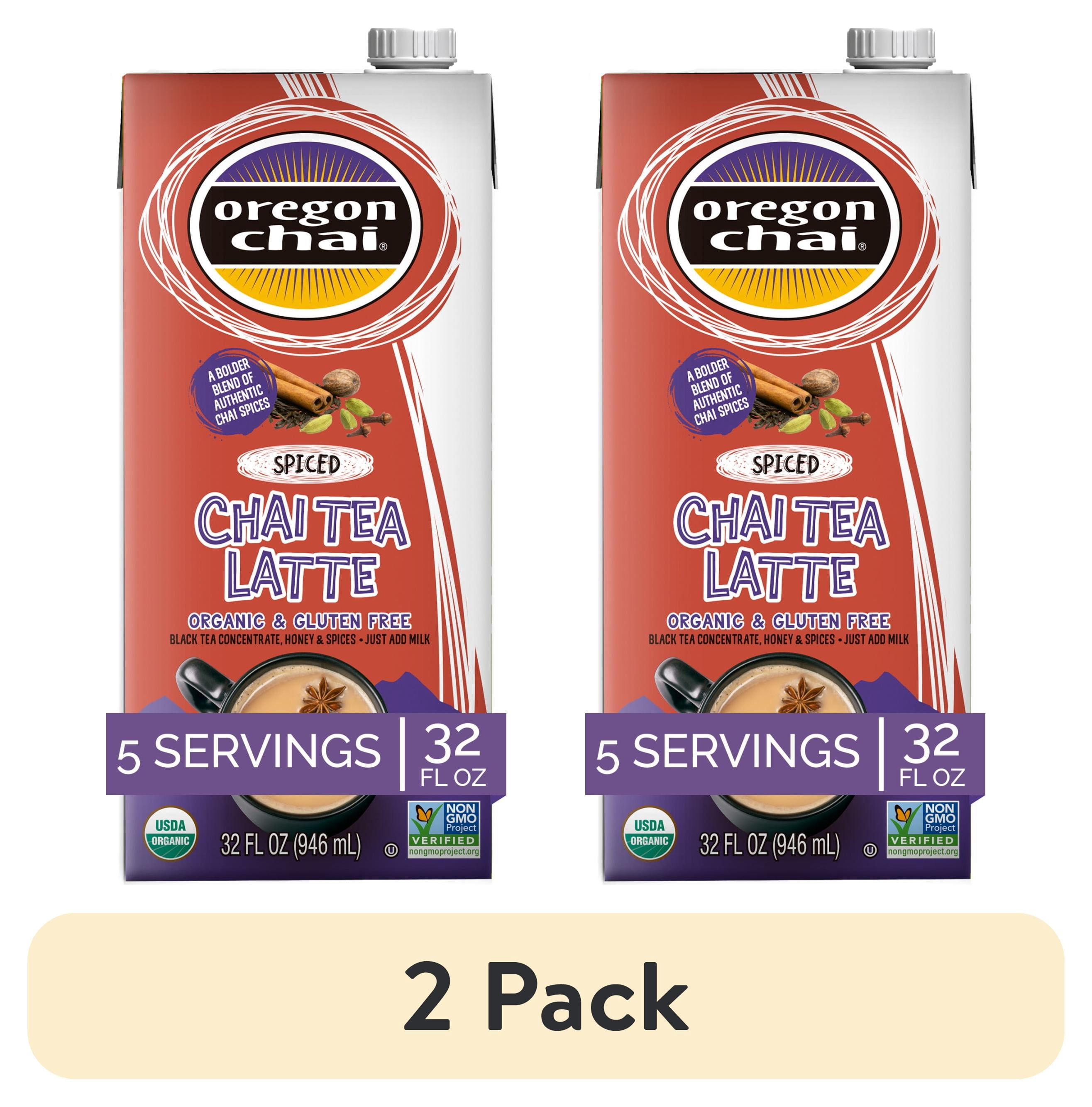(2 pack) Oregon Chai Organic Spiced Chai Concentrate, 33 Fluid Ounces (Pack of 1)