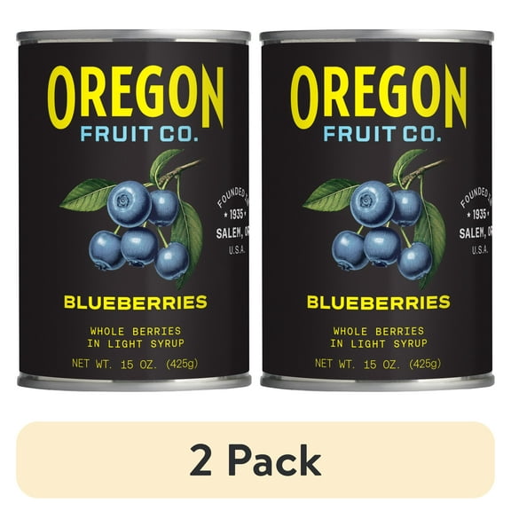 (2 pack) Oregon Fruit Co. Canned Blueberries in Light Syrup, 15 oz Can