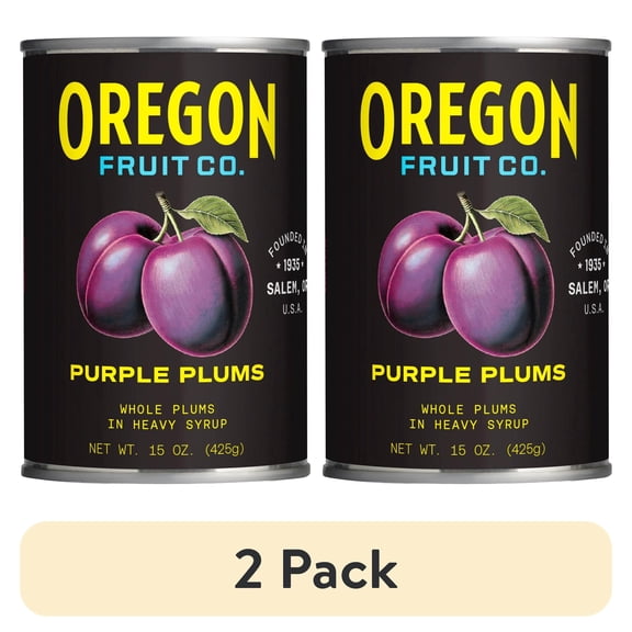 (2 pack) Oregon Fruit Co. Canned Purple Plums in Heavy Syrup, 15 oz Can