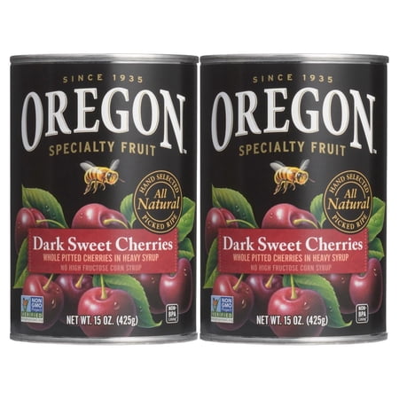 (2 pack) Oregon Fruit Dark Sweet Cherries in Heavy Syrup, 15 oz Can