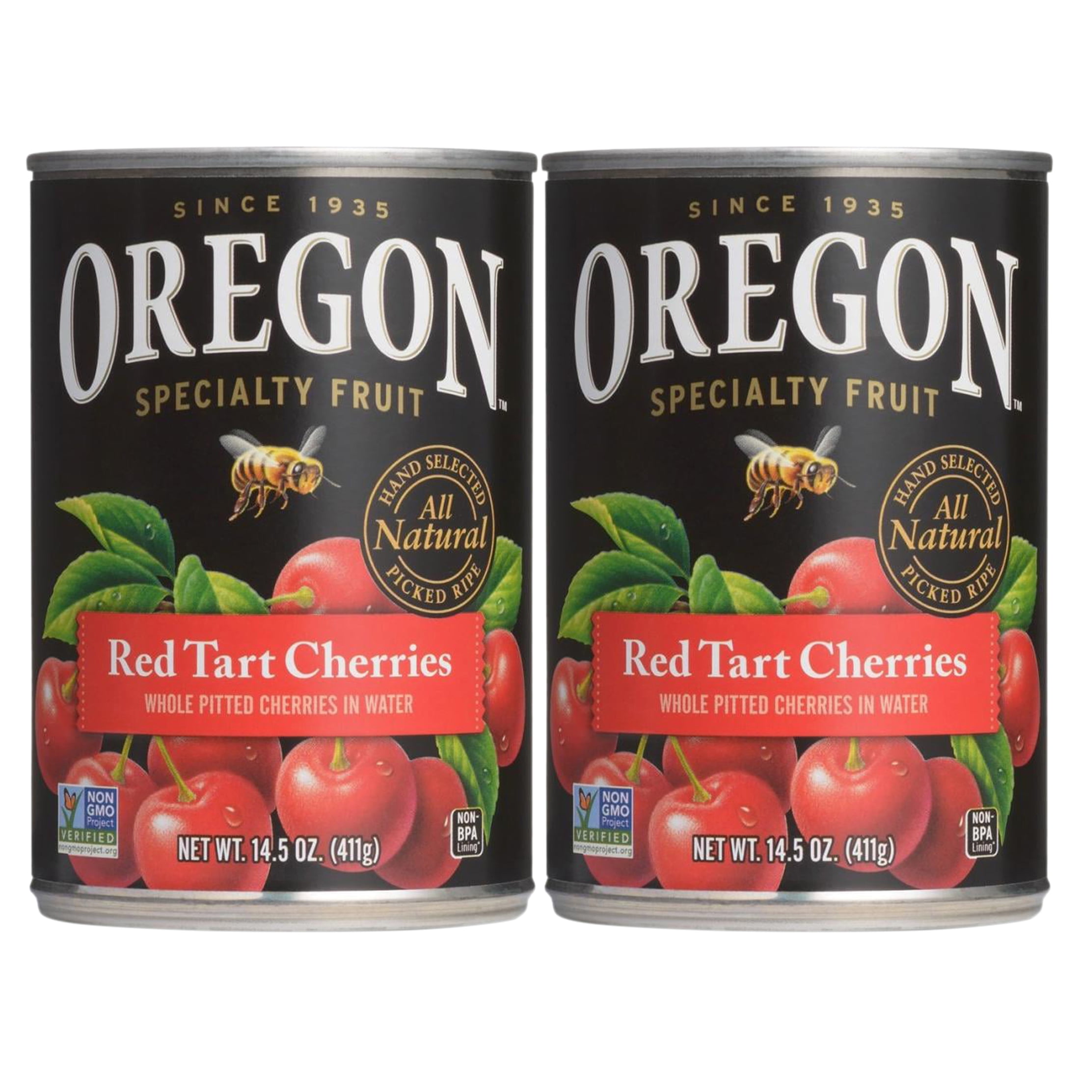 (2 pack) Oregon Fruit Co. Red Tart Cherries in Water, 14.5 oz Can