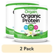 2 pack Orgain Organic Vegan 21g Protein Powder, Plant Based Shake Drink, Vanilla Bean 1.02lb