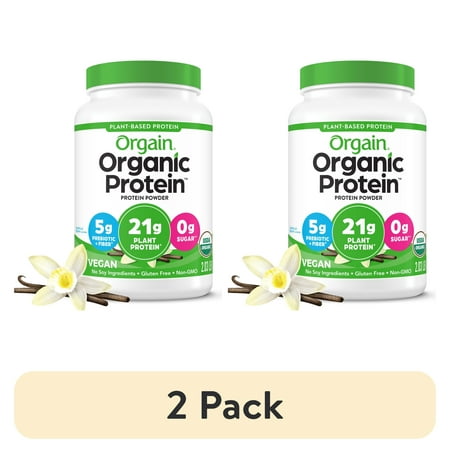 (2 pack) Orgain Organic Vegan 21g Protein Powder, Plant Based Shake Drink, Vanilla Bean 2.03lb