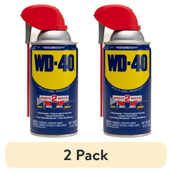 (2 pack) Classic WD-40 Formula, Multi-Purpose Lubricant Spray Smart Straw, 8 oz, Machine & Tool Lubricant