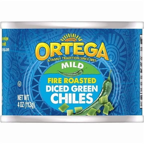(2 pack) Ortega Fire Roasted Diced Green Chiles, Mild, 4 oz