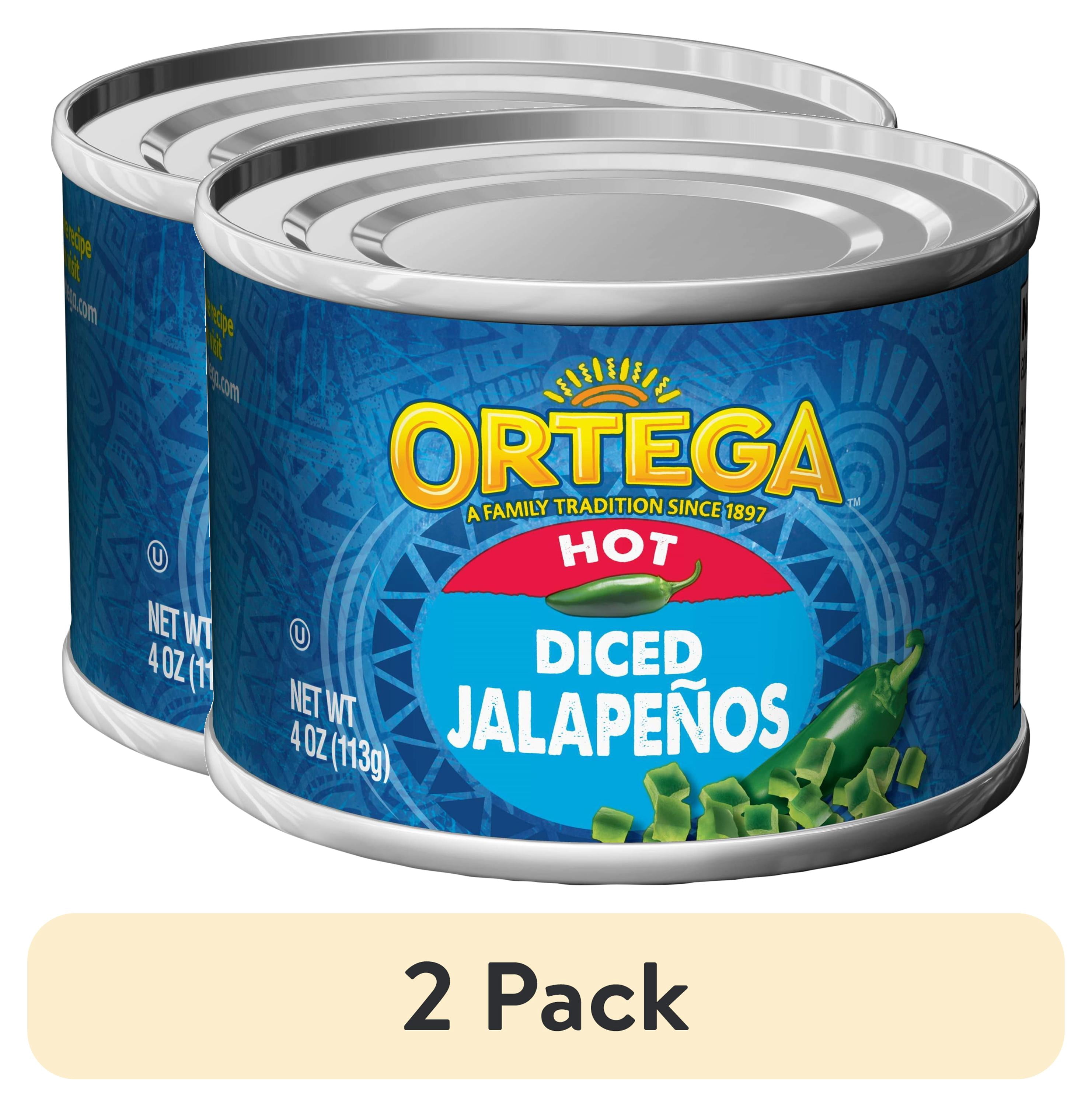 (2 pack) Ortega Hot Diced Jalapenos, Kosher, 4 oz. Can