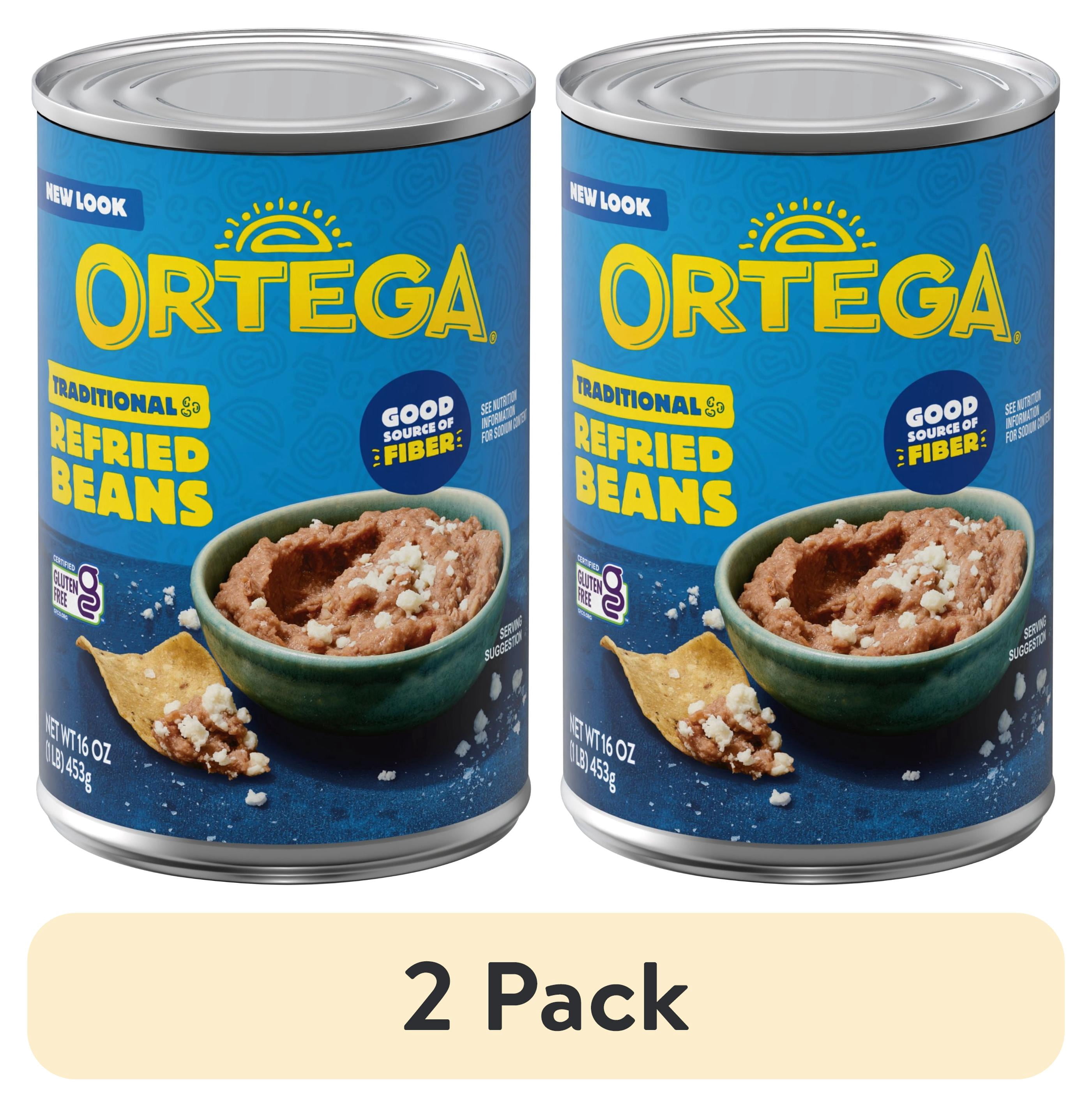 (2 pack) Ortega Traditional Refried Pinto Beans, Gluten Free, 16 oz (Canned)
