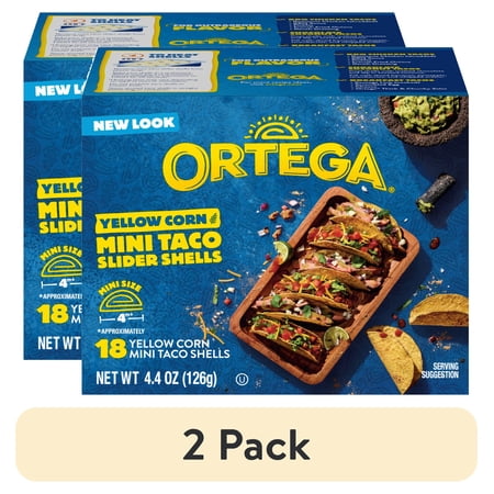 (2 pack) Ortega Yellow Corn Mini Taco Slider Shells Kit, Kosher, 18 Ct