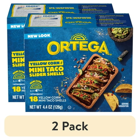 (2 pack) Ortega Yellow Corn Mini Taco Slider Shells Kit, Kosher, 18 Ct