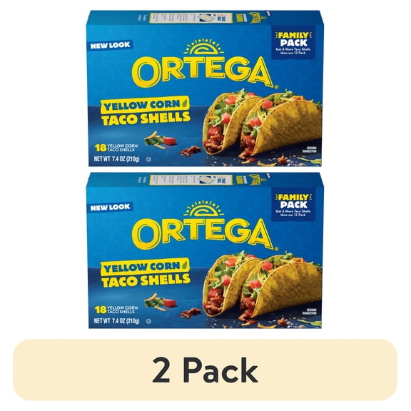(2 pack) Ortega Yellow Corn Taco Shells Kit, Kosher, 7.4 oz, 18 Count