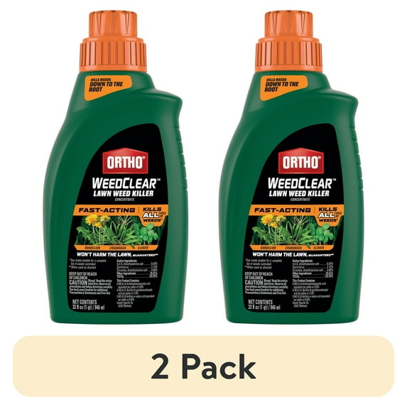 (2 pack) Ortho WeedClear Lawn Weed Killer Concentrate, Kills Crabgrass and Dandelion, 32 fl. oz.