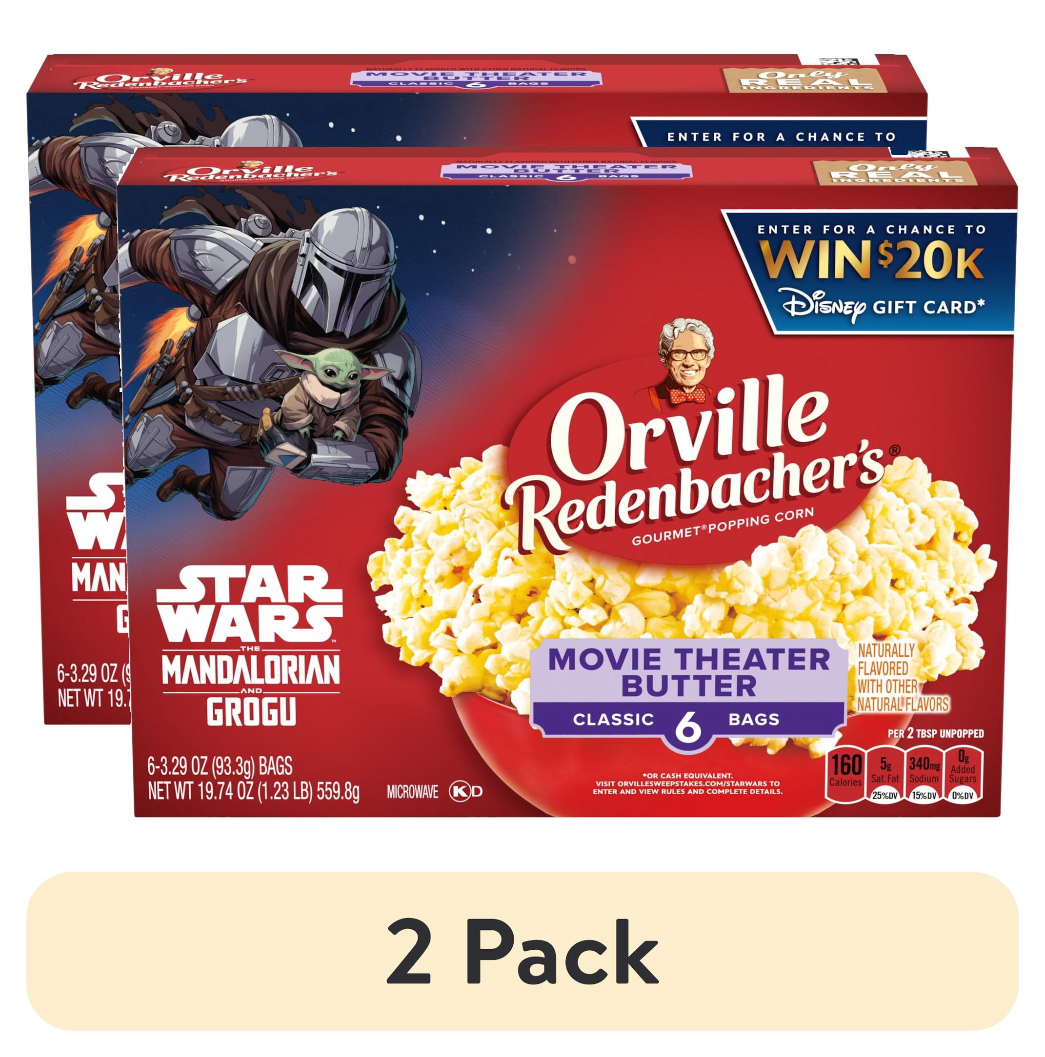 (2 pack) Orville Redenbacher’s Microwave Popcorn, Movie Theater Butter Flavor, 3.29 oz., 6-Count
