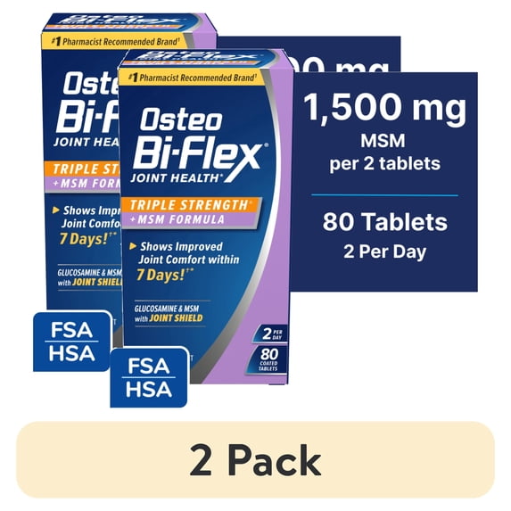 (2 pack) Osteo Bi-Flex Triple Strength with MSM, Glucosamine, Joint Health Supplement, 80 Coated Tablets