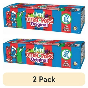 (2 pack) Otter Pops Giant Original Assorted Fruit Ice Pops, Gluten- Free Frozen Snack, 5.5 oz, 27 Count