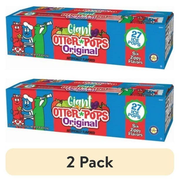 2 pack) Otter Pops Giant Original Assorted Fruit Ice Pops, Gluten